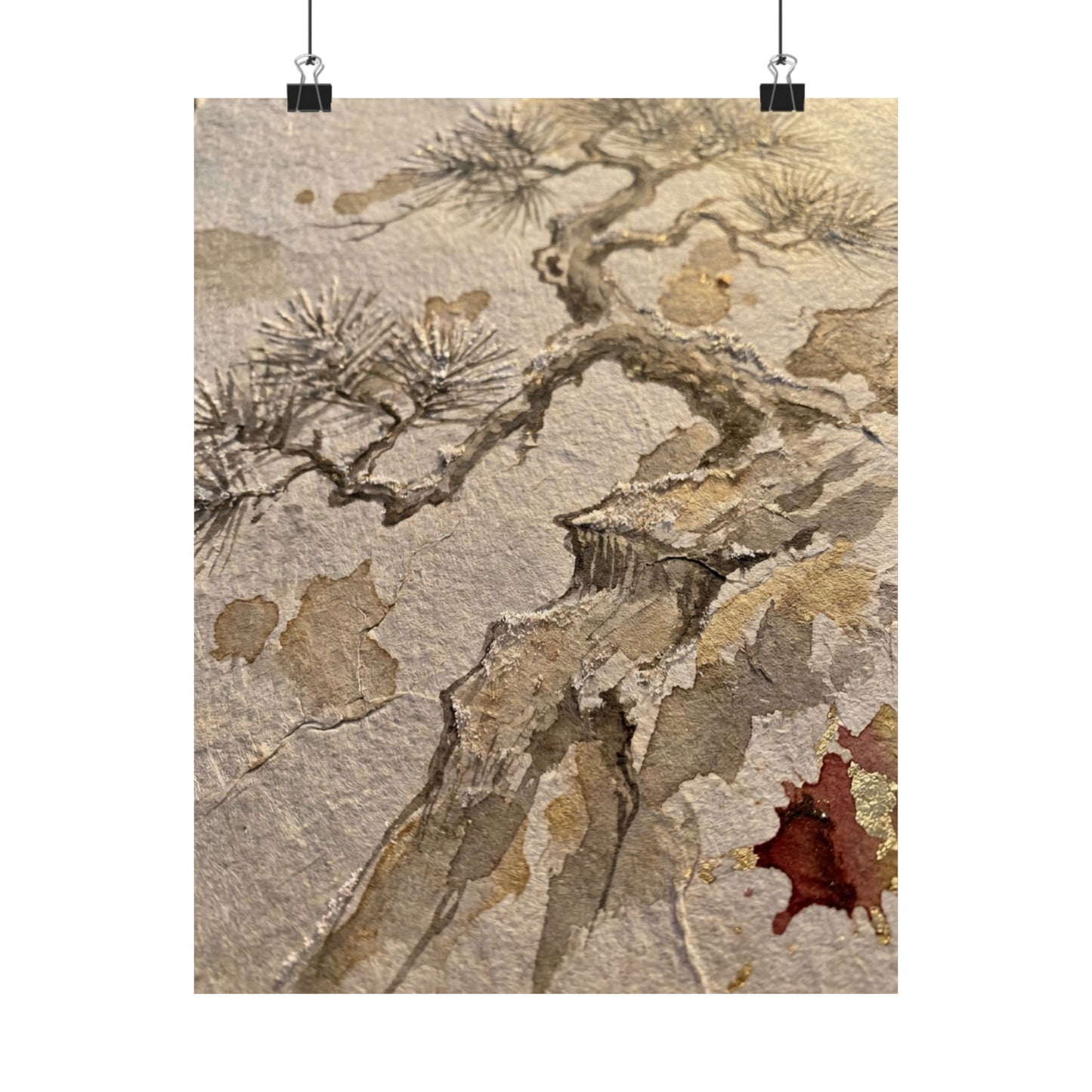 Pine Tree Winter Wall Art Print | Japandi Elegant Design