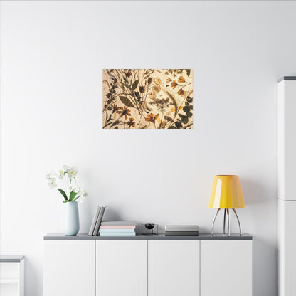 Dried Flowers Summer Canvas Art | Japandi Neutral Design