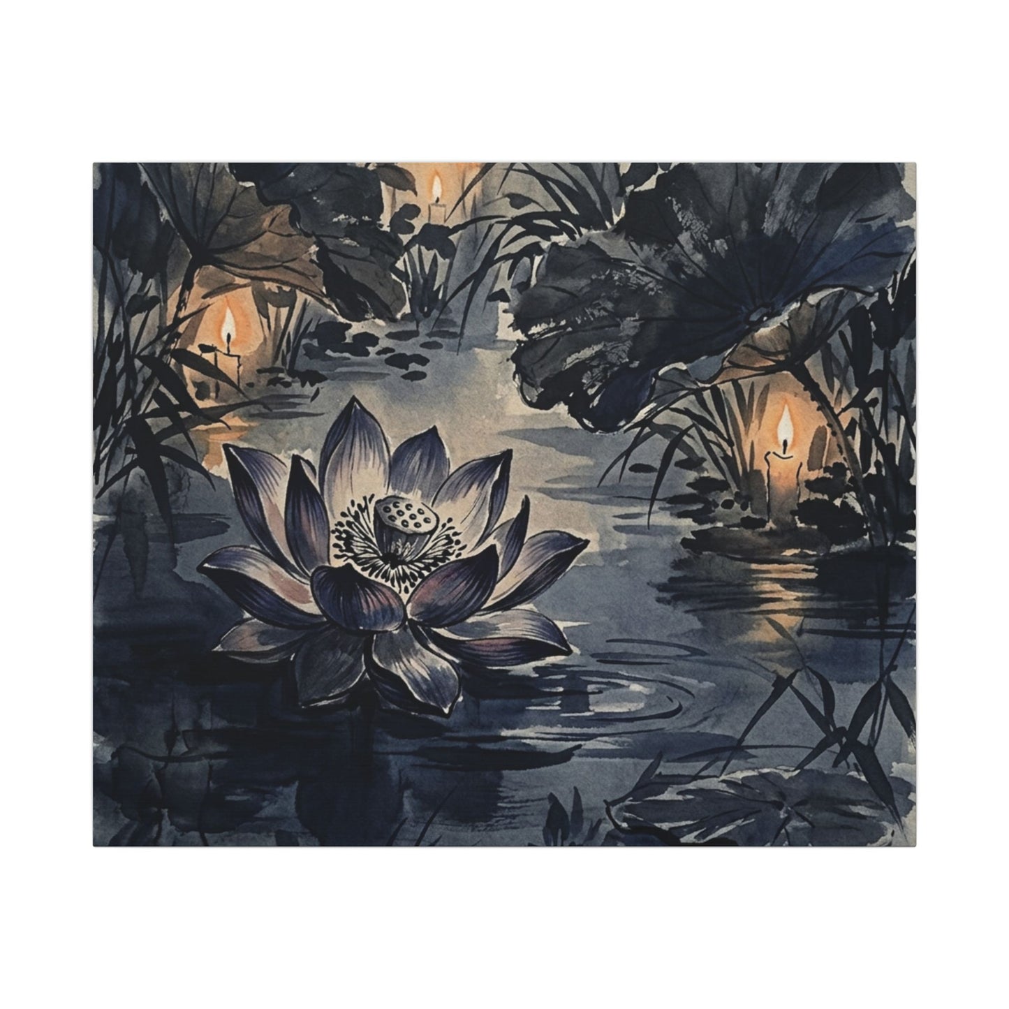 Fukinsei Lotus Flower Canvas Art - Zen Sumi E