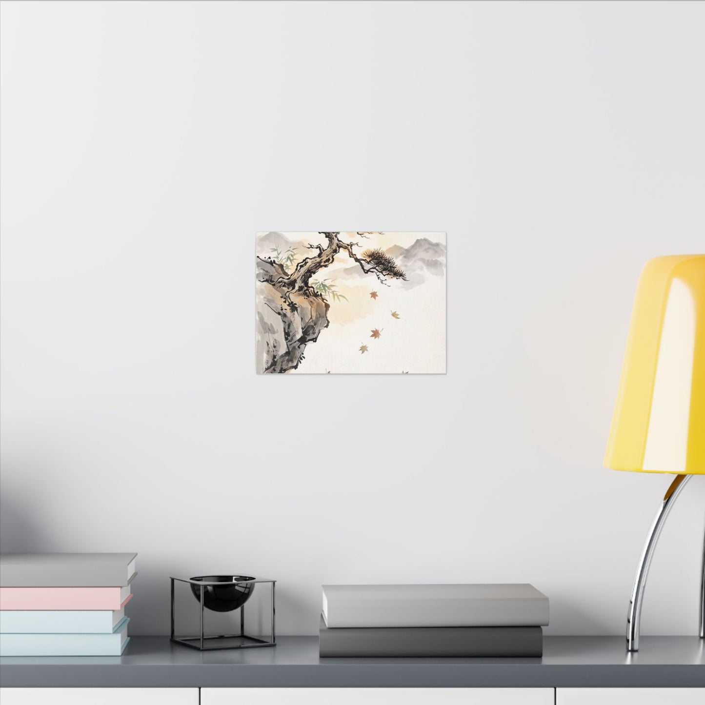 Peaceful Pine Tree Canvas Art - Sumi E Zen