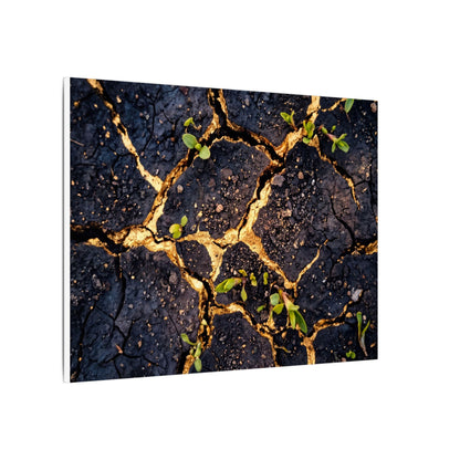 Spring Cracked Earth Crackle Gold Canvas Art | Healing Decor
