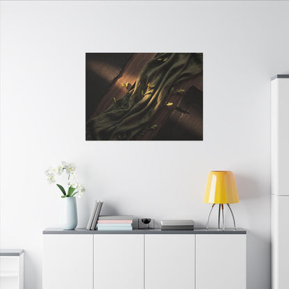 Silk Drape Canvas Art | Spring Dark Japandi Dark Texture Art