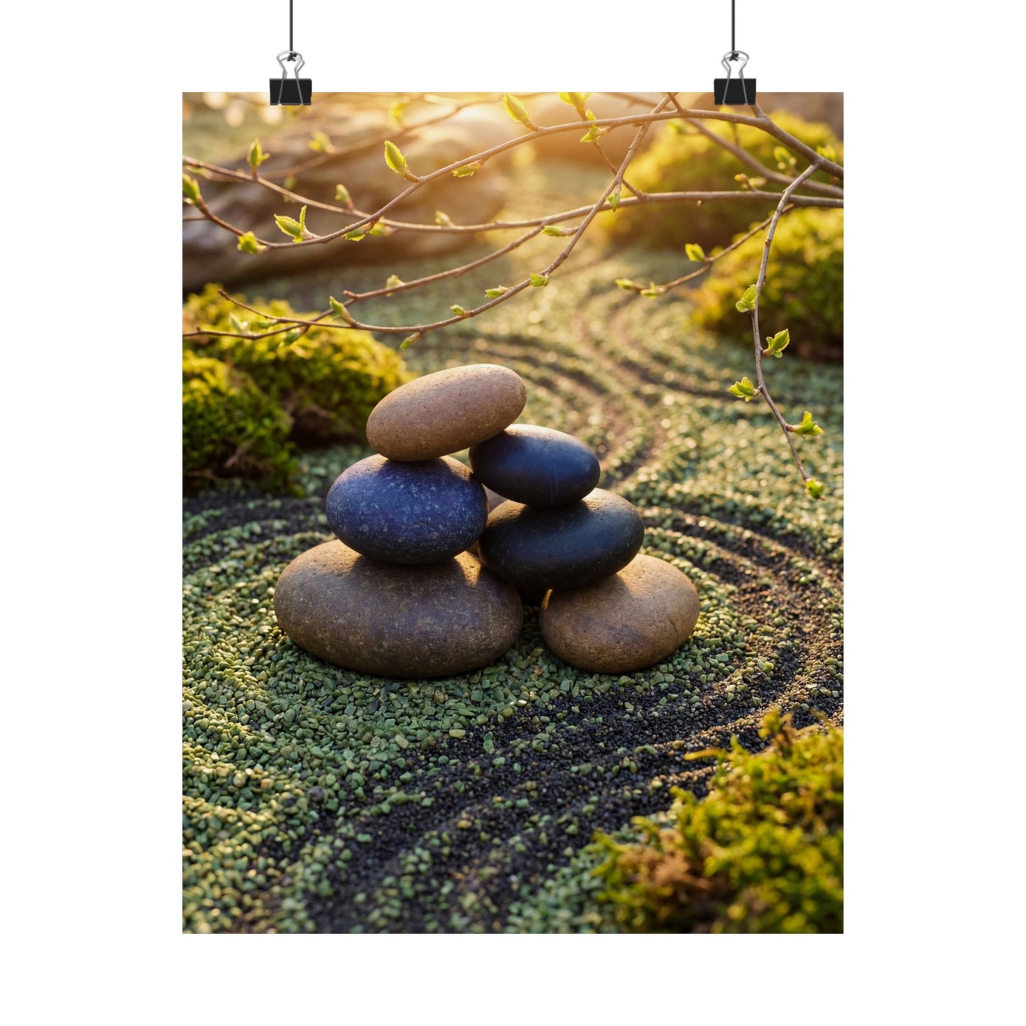 River Stones Spring Wall Art Print | Zen Contemplative Design Art Print