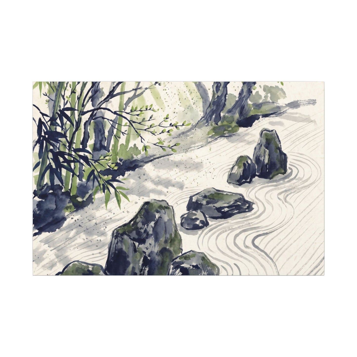 Dappled Rock Garden Canvas Art - Zen Mono No Aware