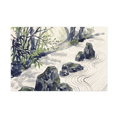 Dappled Rock Garden Canvas Art - Zen Mono No Aware