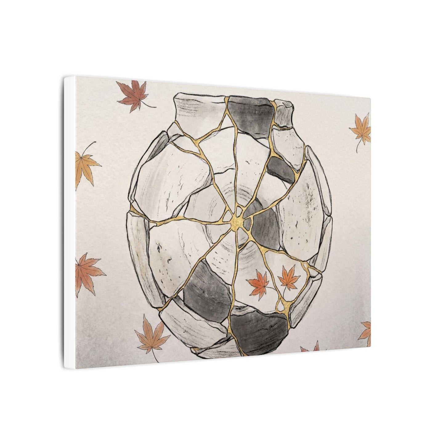 Japandi Broken Pottery in Dawn | Minimal Line Canvas Art