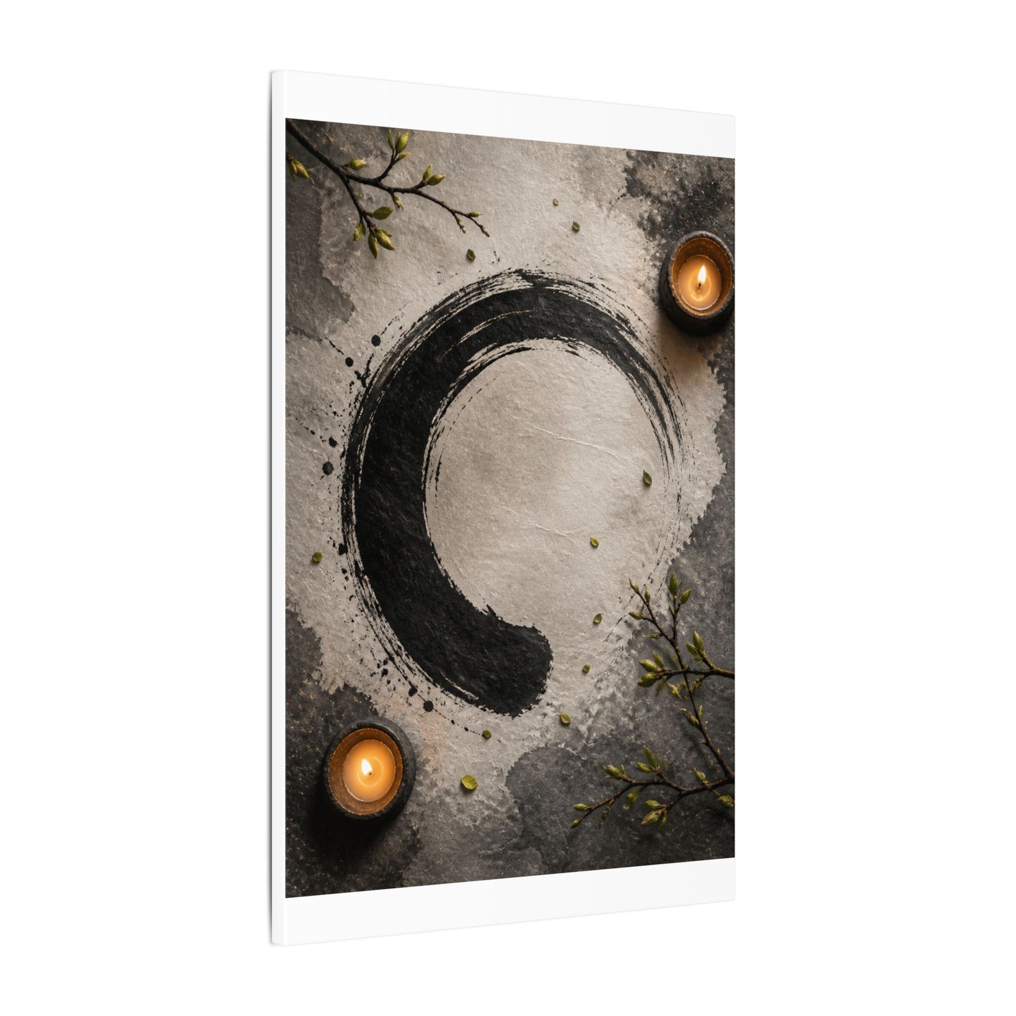 Candlelight Ink Brushstroke Canvas Art - Zen Ma