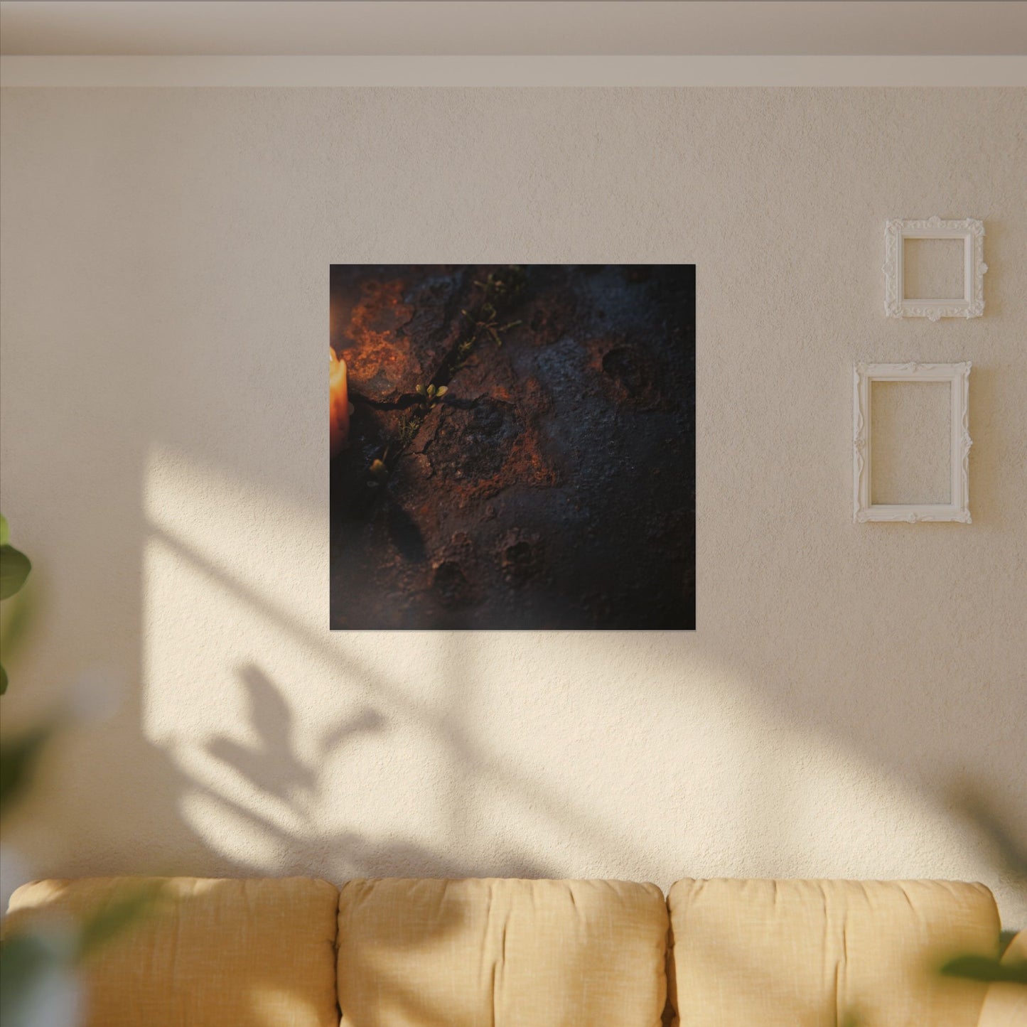 Candlelight Rust Patina Canvas Art - Dark Japandi Ma