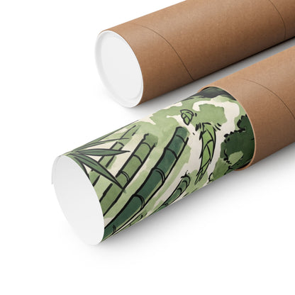 Zen Bamboo Grove in Overcast | Ukiyo E Inspired Wall Art Print