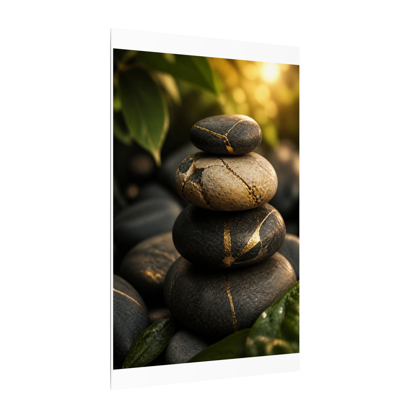 Summer River Stones Broken Beauty Canvas Art | Healing Decor
