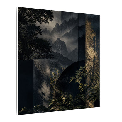 Mountain Mist Summer Canvas Art | Dark Japandi Atmospheric Design