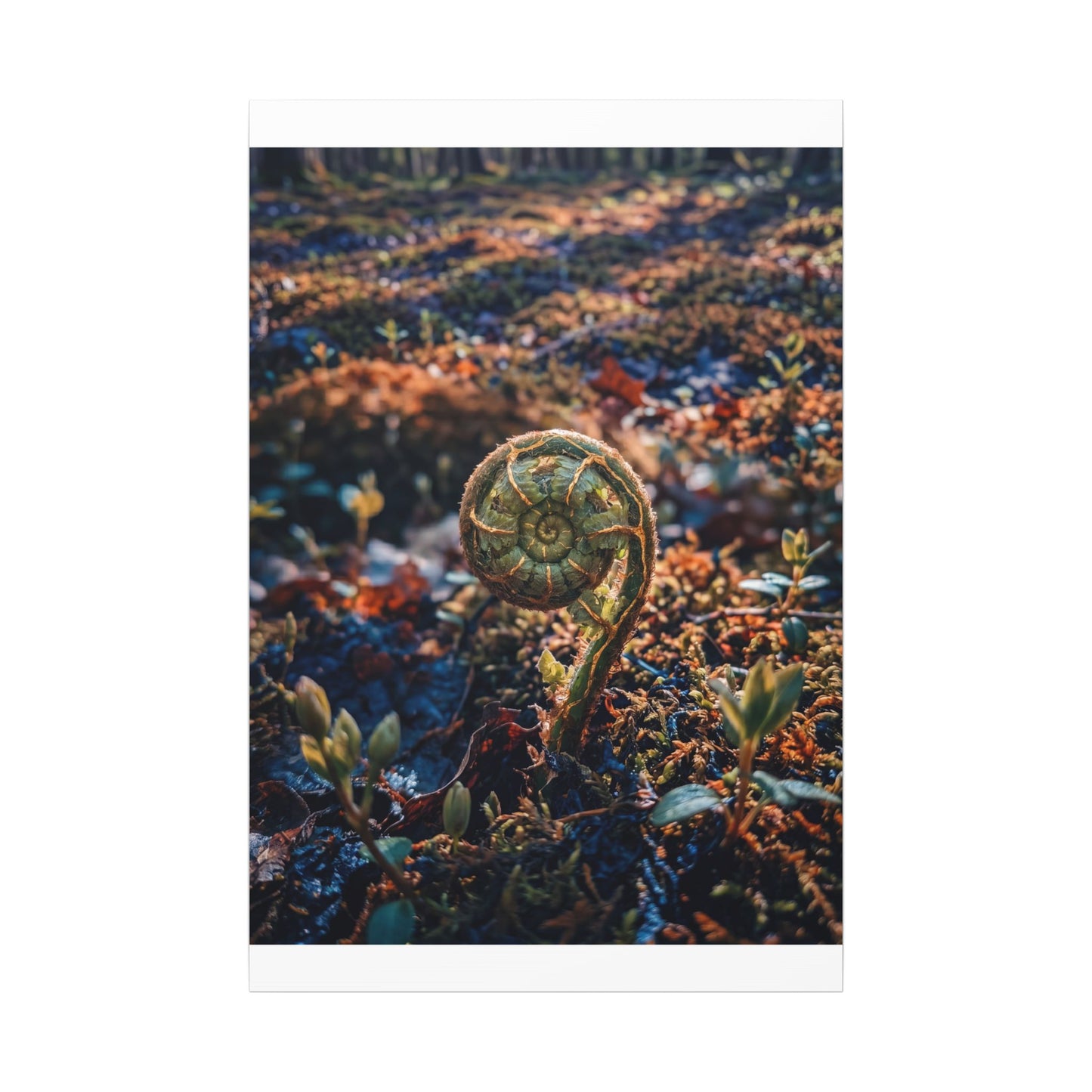 Kintsugi Fern Unfurling in Dappled | Gold Vein Canvas Art