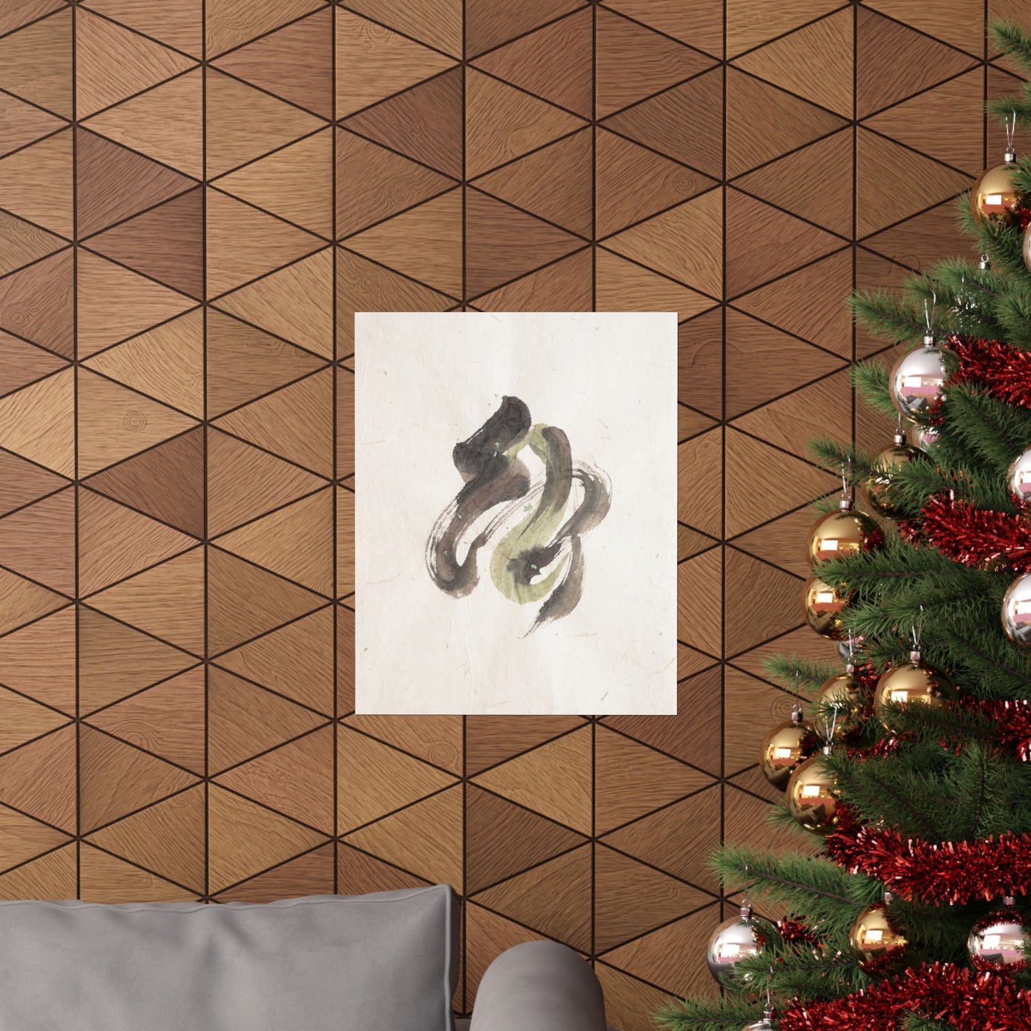Cozy Ink Brushstroke Wall Art Print - Japanese Pattern Japandi
