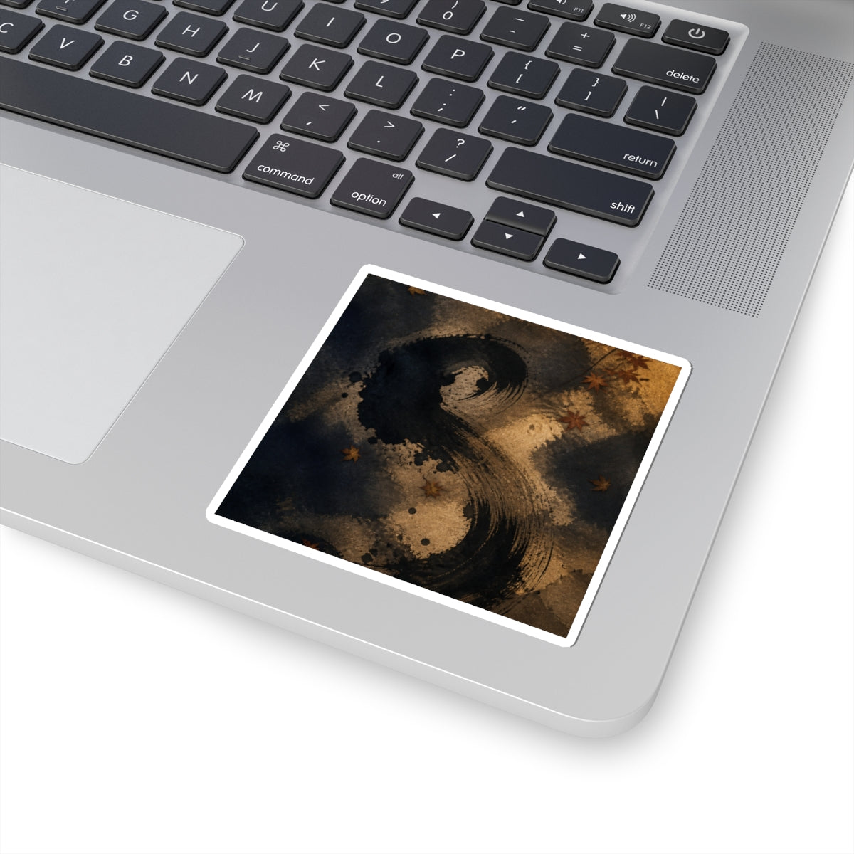 Ink Brushstroke Autumn Sticker | Dark Japandi Luxurious Design