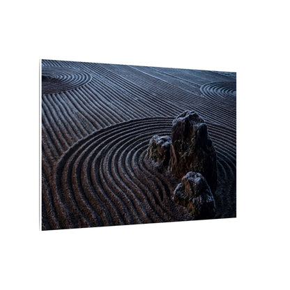 Moonlight Rock Garden Canvas Art - Dark Japandi Seijaku