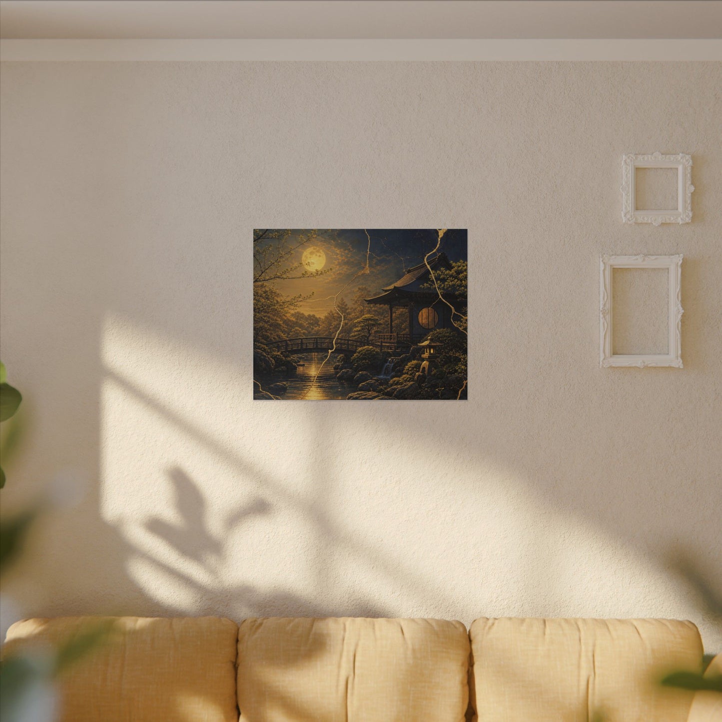 Spring Moonlit Garden Gold Vein Canvas Art | Resilient Decor