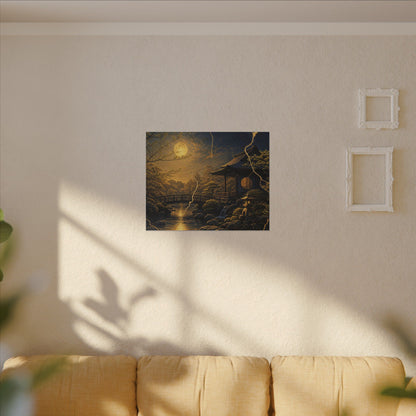 Spring Moonlit Garden Gold Vein Canvas Art | Resilient Decor