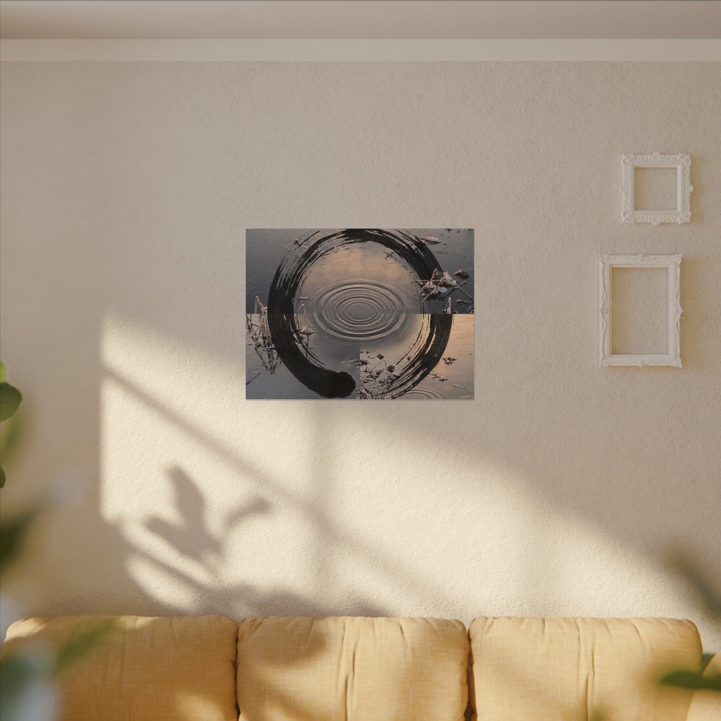 Winter Water Ripple Enso Canvas Art | Tranquil Decor