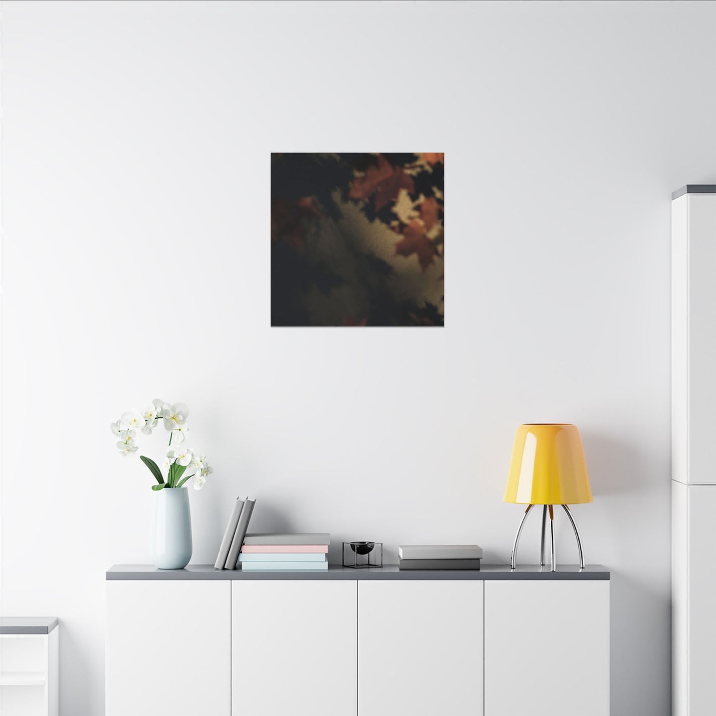 Shadow Play Canvas Art | Autumn Dark Japandi Moody Minimal Art