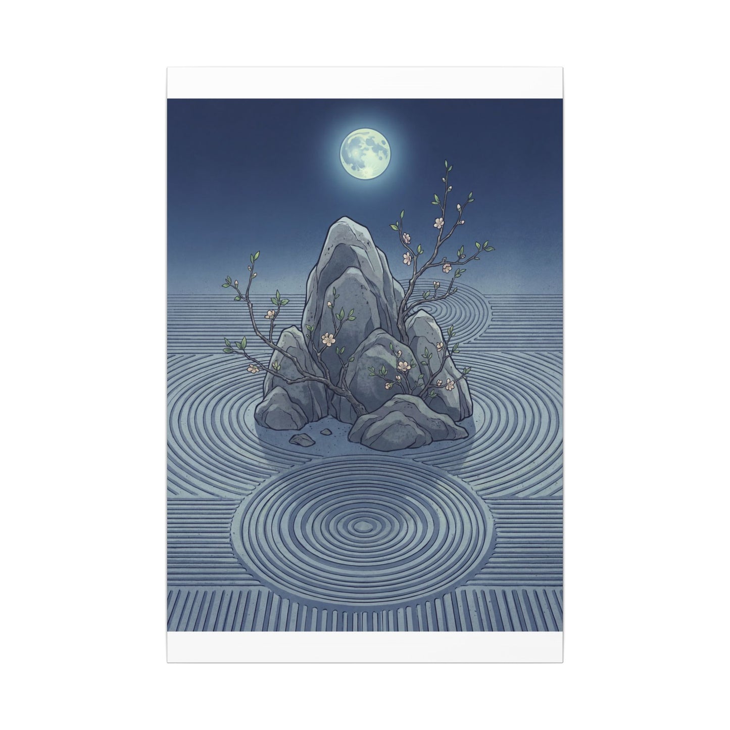 Spring Rock Garden Ukiyo E Inspired Canvas Art | Tranquil Decor