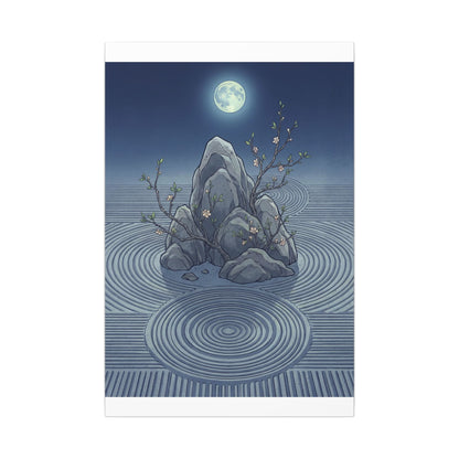 Spring Rock Garden Ukiyo E Inspired Canvas Art | Tranquil Decor