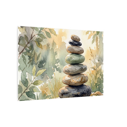 Golden Hour River Stones Canvas Art - Japandi Mono No Aware