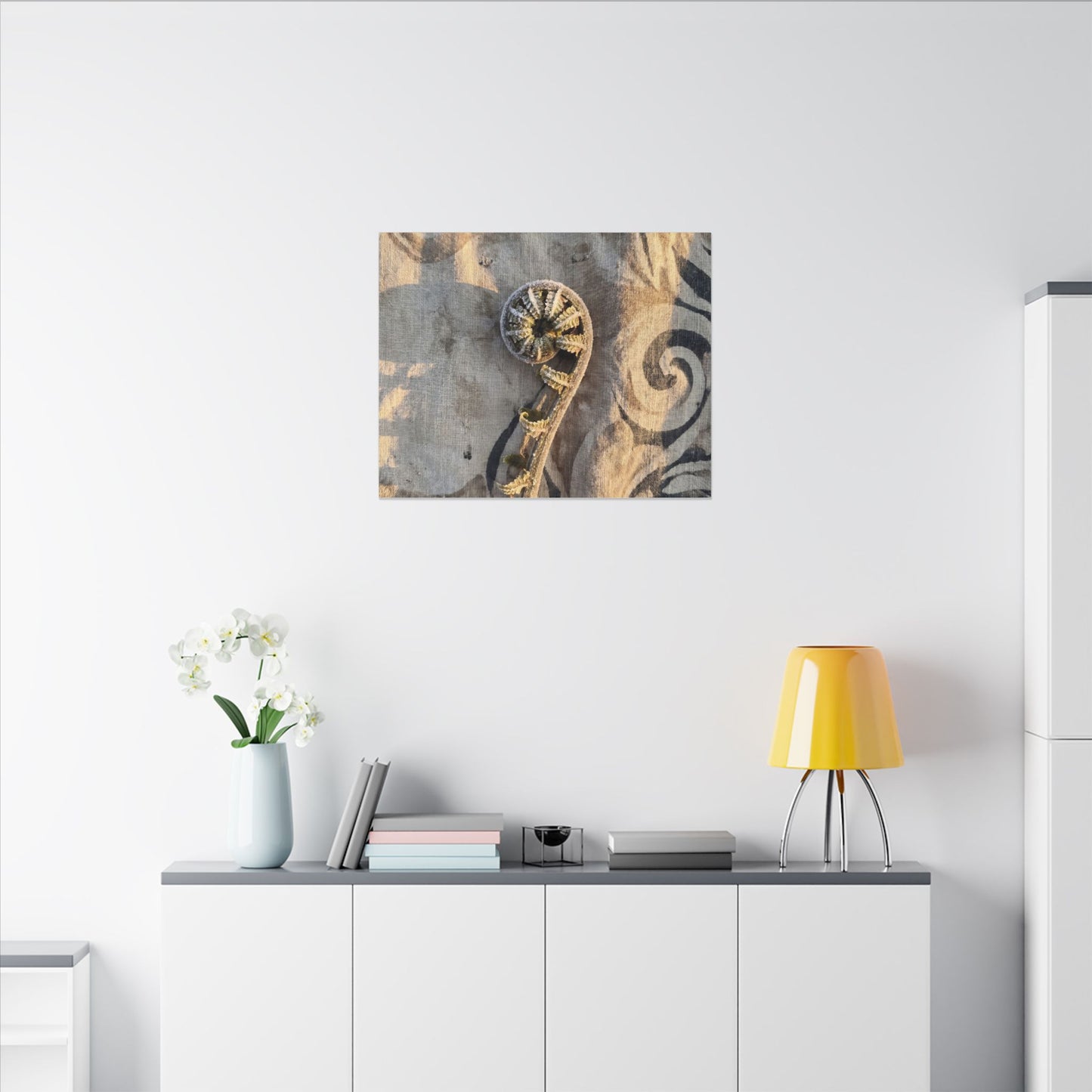 Fern Unfurling Canvas Art | Winter Japandi Japanese Pattern Art