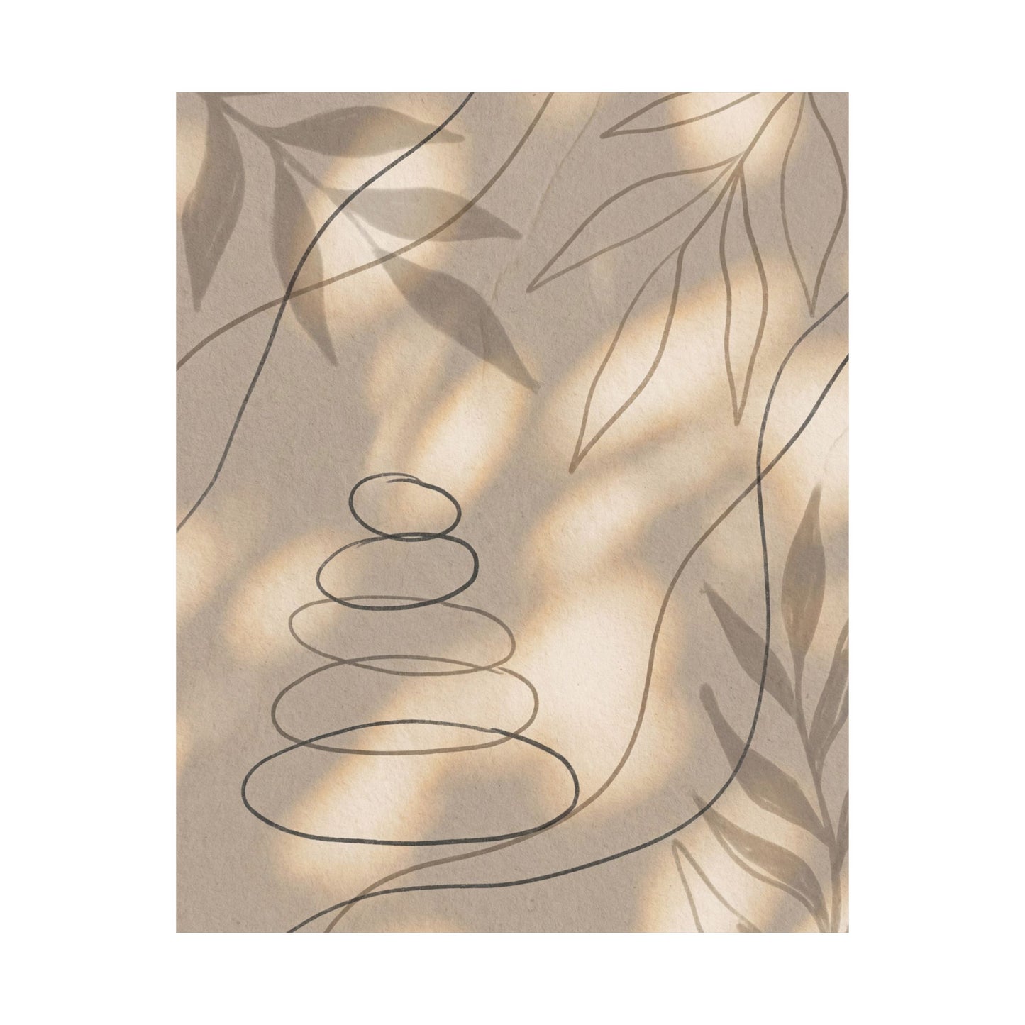 Kanso River Stones Wall Art Print - Japandi Minimal Line