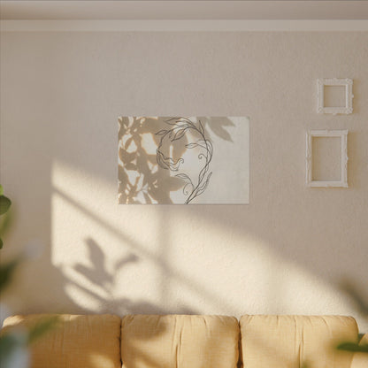 Warm Shoji Screen Canvas Art - Minimal Line Japandi