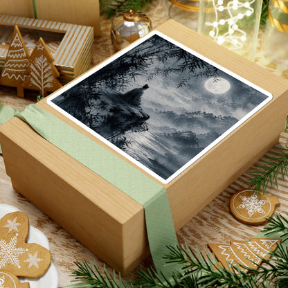 Zen Ink Brushstroke in Moonlight | Sumi E Sticker