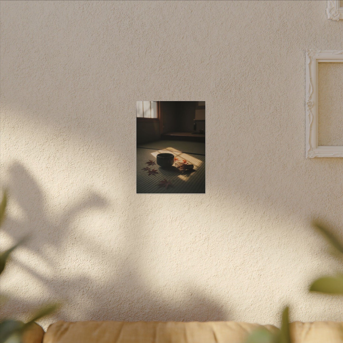 Dark Japandi Tea Ceremony in Golden Hour | Moody Minimal Canvas Art