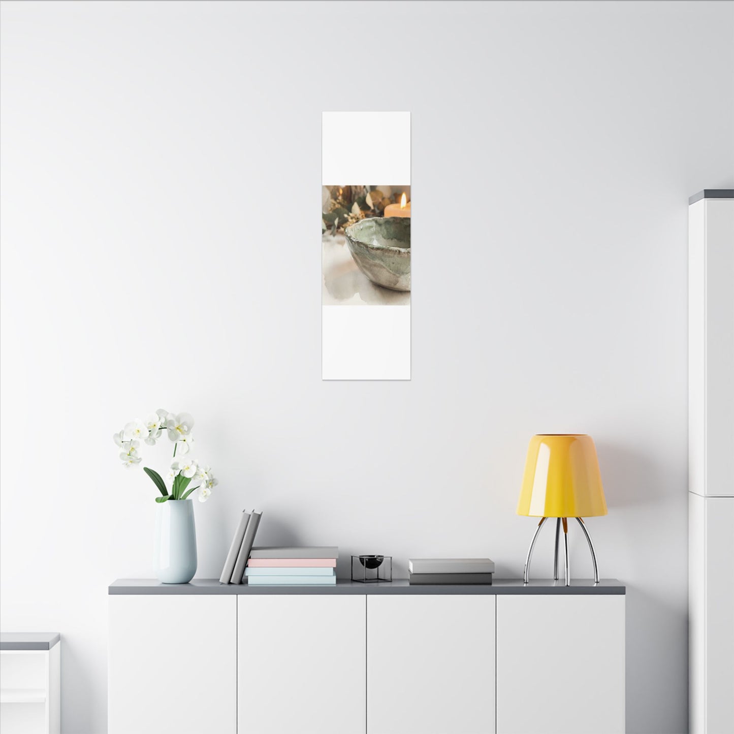 Ceramic Bowl Canvas Art | Summer Japandi Watercolor Art