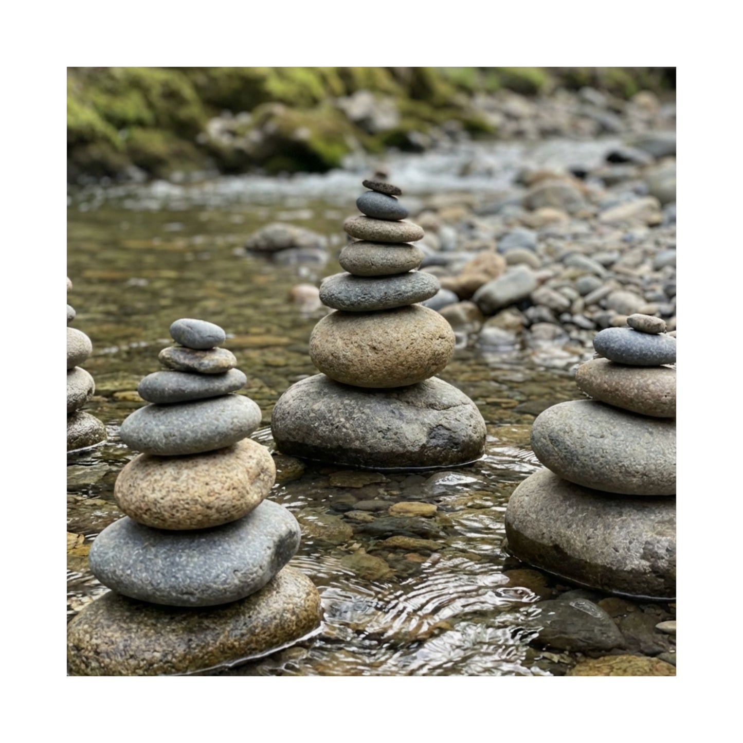 River Stones Summer Wall Art Print | Zen Contemplative Design