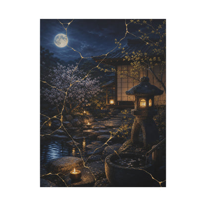 Seijaku Moonlit Garden Canvas Art - Kintsugi Gold Vein
