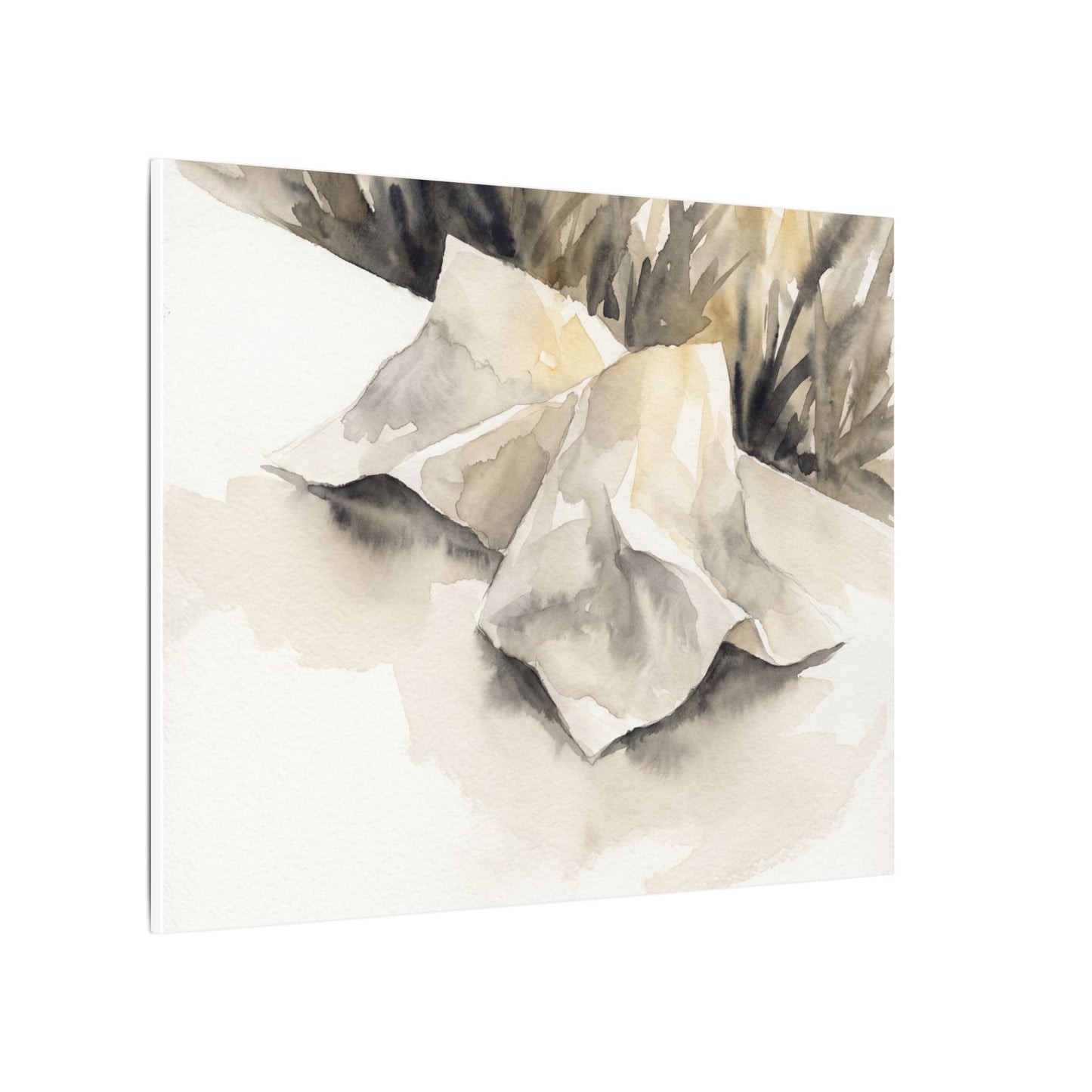 Paper Fold Watercolor Canvas Art | Warm Japandi Art