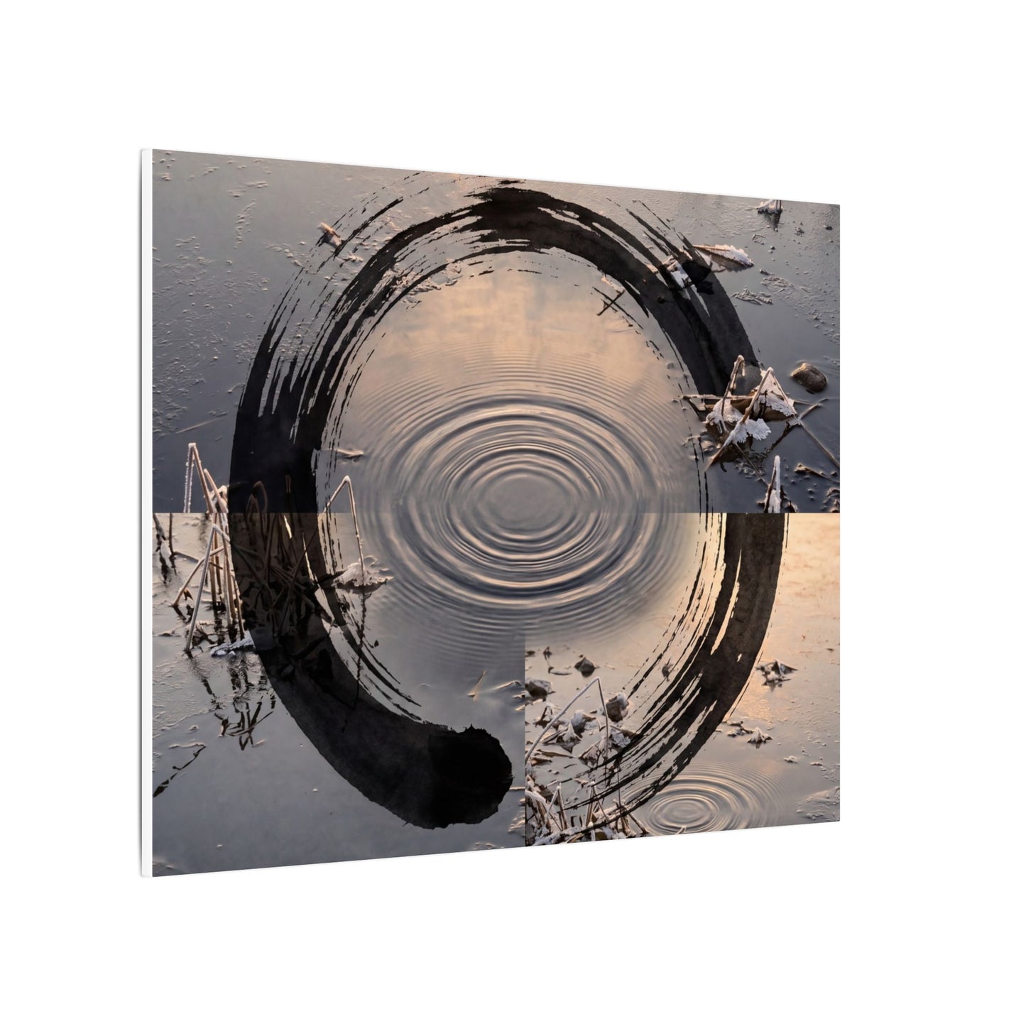 Winter Water Ripple Enso Canvas Art | Tranquil Decor