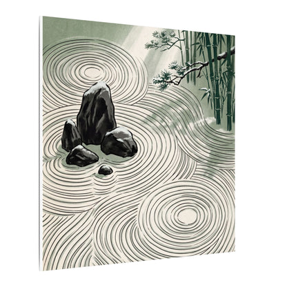 Shibui Rock Garden Canvas Art - Zen Ukiyo E Inspired