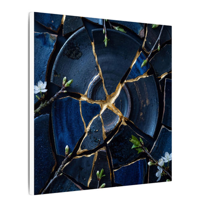 Moonlight Broken Pottery Canvas Art - Kintsugi Fukinsei