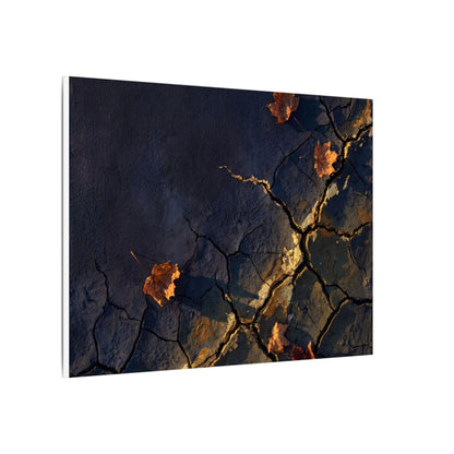 Cracked Earth Canvas Art | Autumn Dark Japandi Dark Texture Art