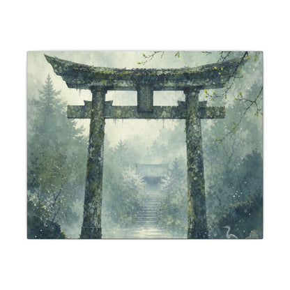 Earthy Torii Gate Canvas Art - Watercolor Japandi