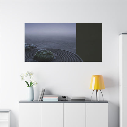 Ma Rock Garden Canvas Art - Dark Japandi Moody Minimal