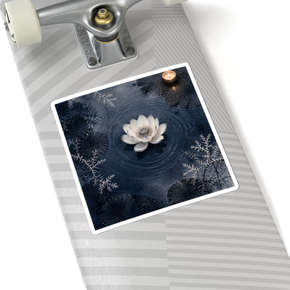 Peaceful Lotus Flower Sticker - Sumi E Zen