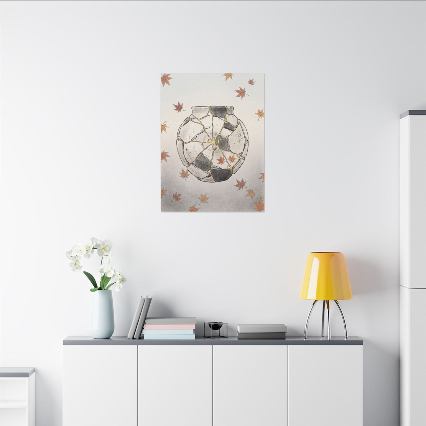 Japandi Broken Pottery in Dawn | Minimal Line Canvas Art