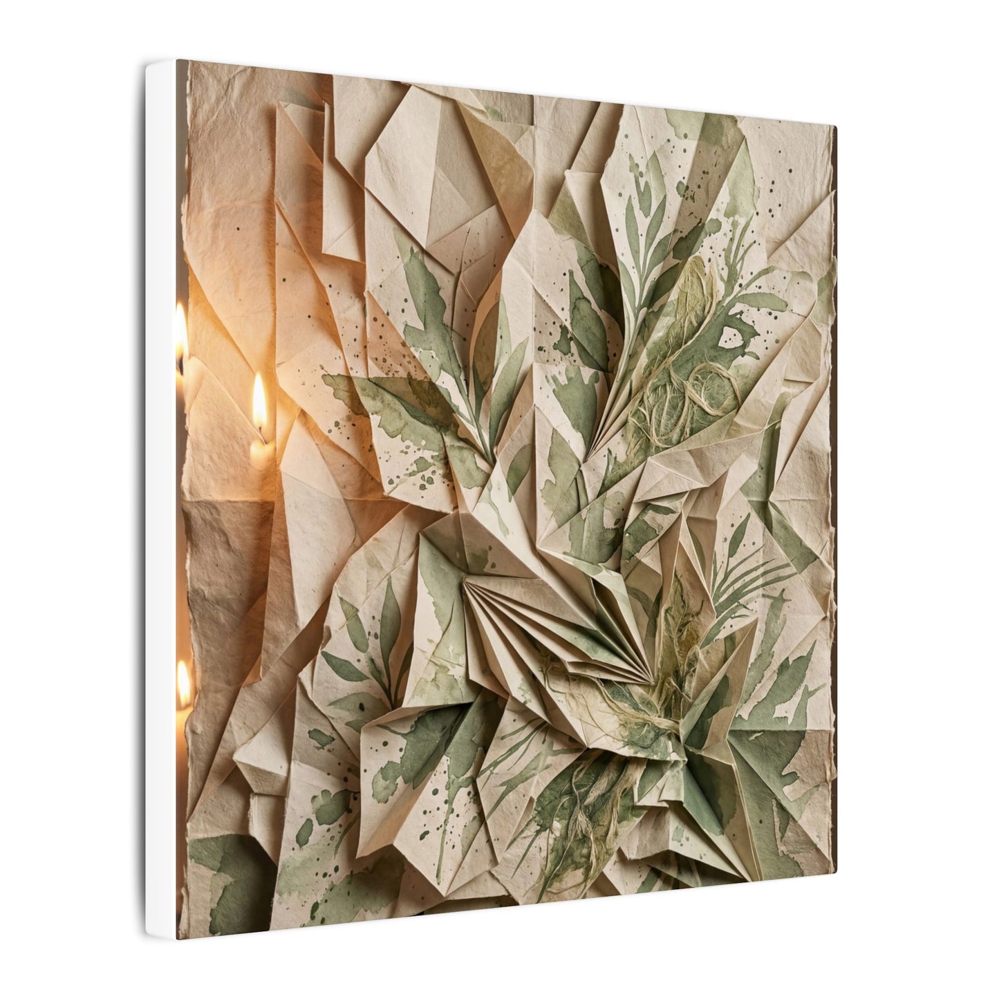 Japandi Paper Fold in Candlelight | Texture Canvas Art
