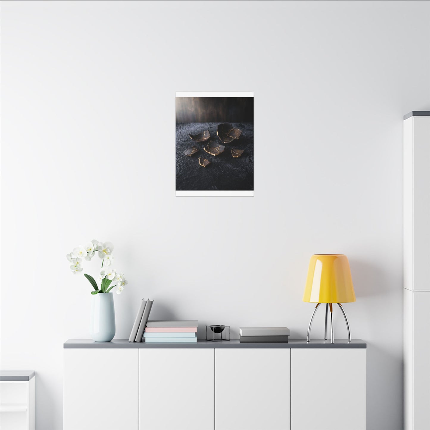 Winter Broken Pottery Shadow Zen Canvas Art | Bold Decor