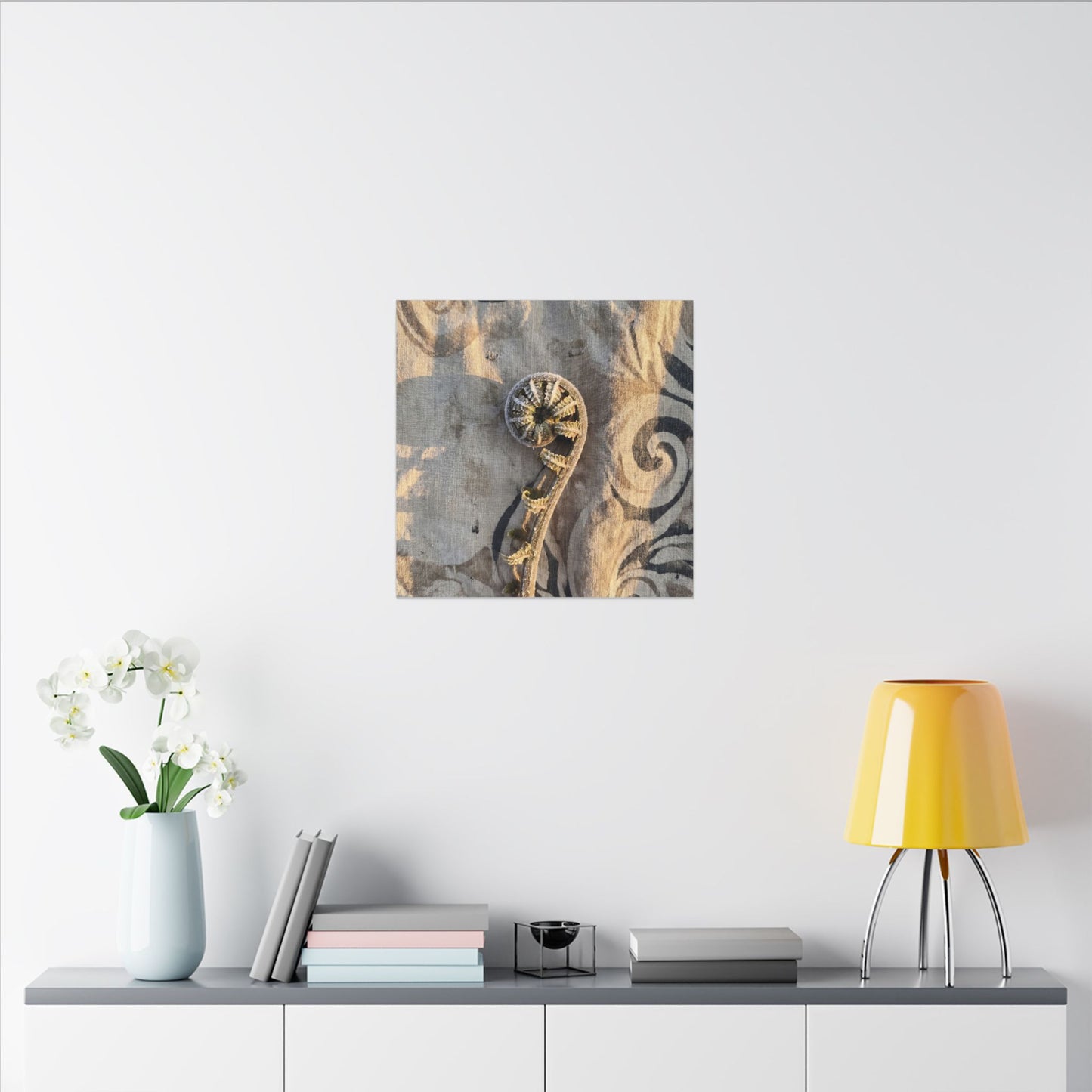 Fern Unfurling Canvas Art | Winter Japandi Japanese Pattern Art