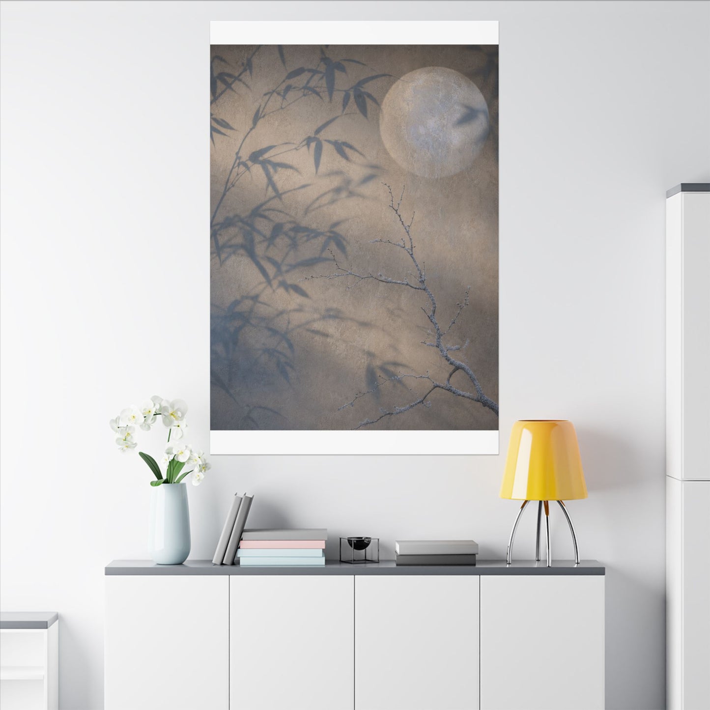 Shadow Play Canvas Art | Winter Japandi Japanese Pattern Art