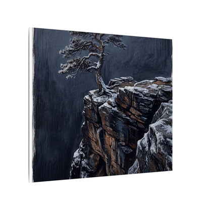 Dark Japandi Pine Tree in Dawn | Dark Texture Canvas Art