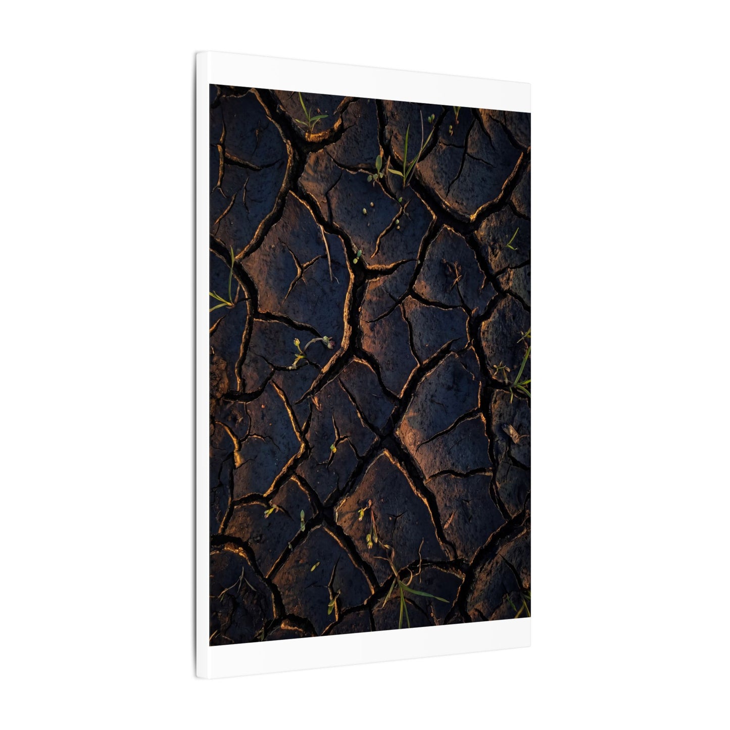 Cracked Earth Moody Minimal Canvas Art | Luxurious Dark Japandi Art
