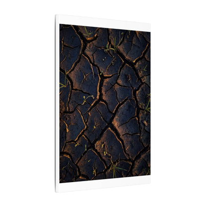 Cracked Earth Moody Minimal Canvas Art | Luxurious Dark Japandi Art